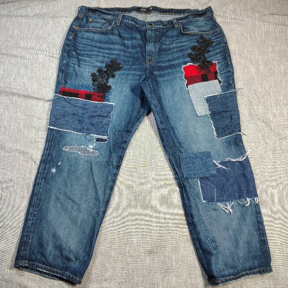 Lauren Ralph Lauren Denim - Lauren Ralph Lauren Jeans Womens Size 20W Dark Wash Patchwork Black Label